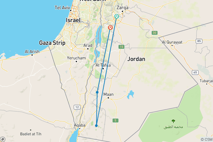 Carte du circuit Une semaine en Jordanie