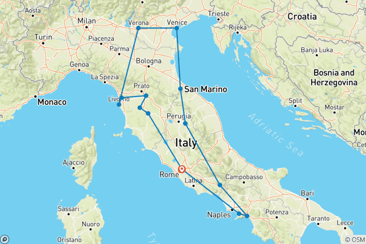 Karte von Italien Genussreise