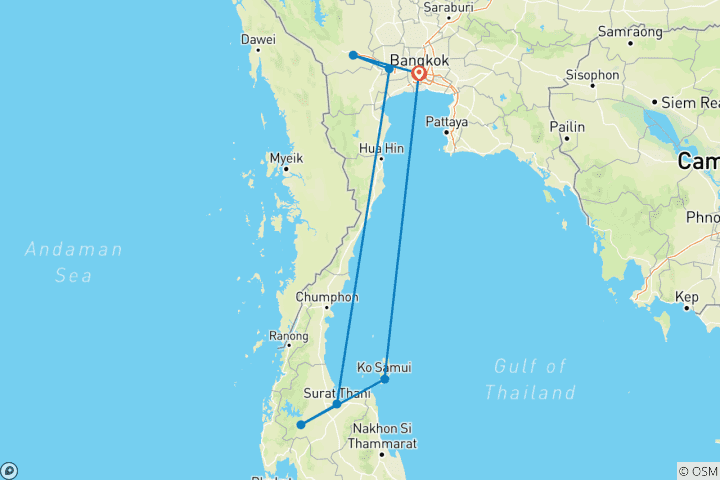 Carte du circuit Aventure familiale en Thaïlande
