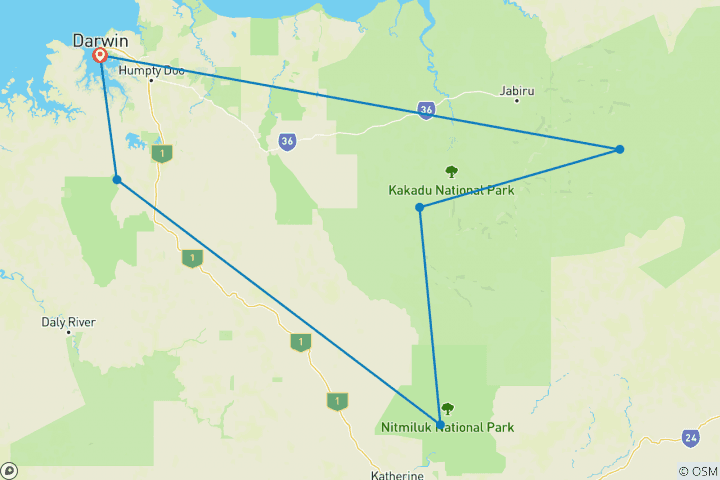 Map of Kakadu, Arnhem Land, Katherine & Litchfield Adventure