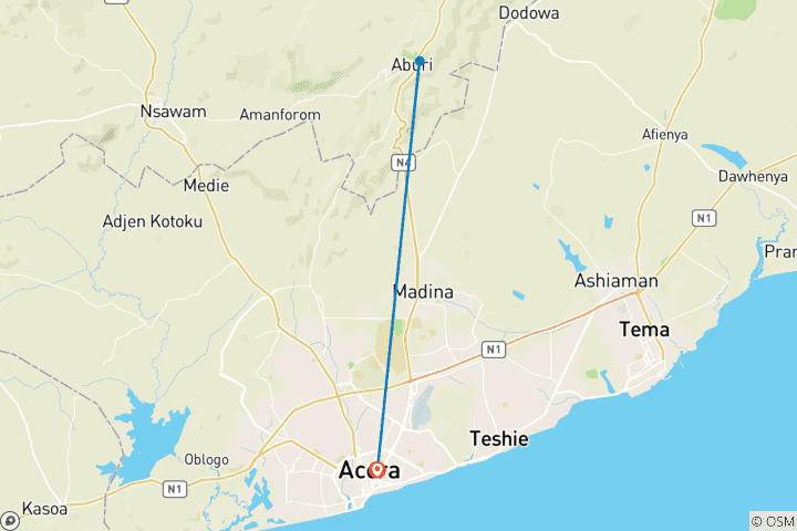 Map of Aburi Botanical Gardens & Shai Hills Tour
