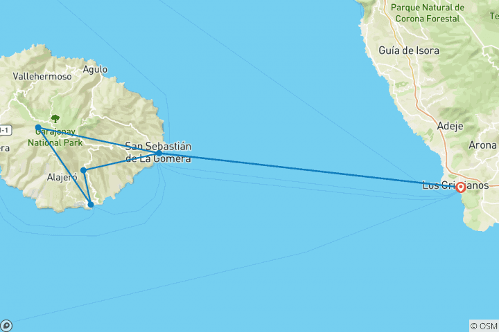 Map of Southern Trails of La Gomera