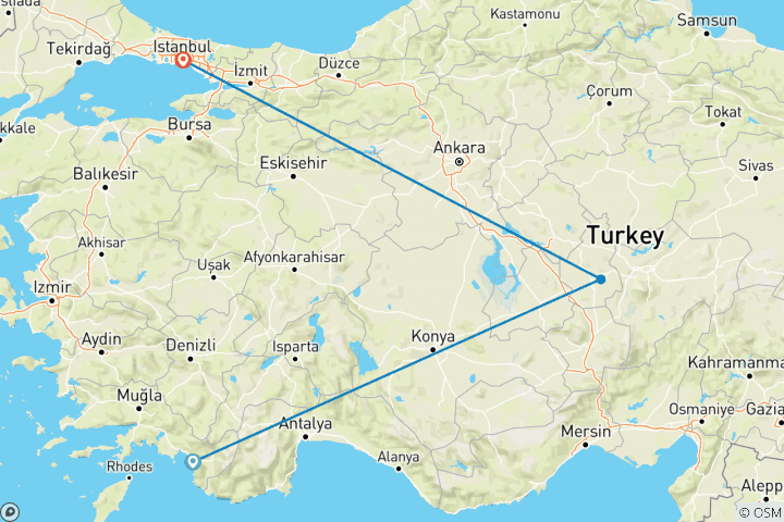 Carte du circuit Circuit de 4 jours de Fethiye à la Cappadoce