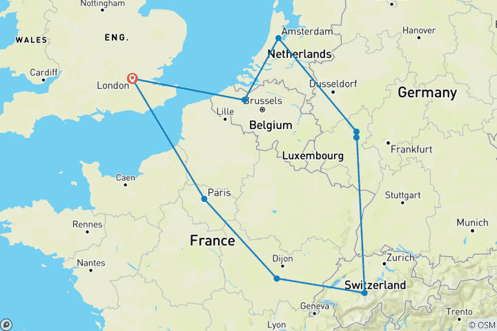 Carte du circuit Goût de Noël en Europe
