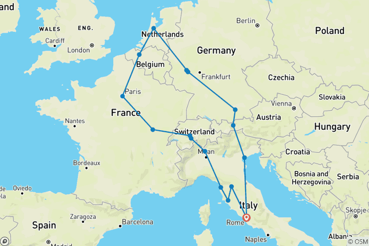 Kaart van Vakantie in Europa – Kerst & Nieuwjaar