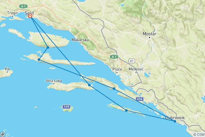 Carte du circuit Crème de la Croatie Deluxe - 8 jours