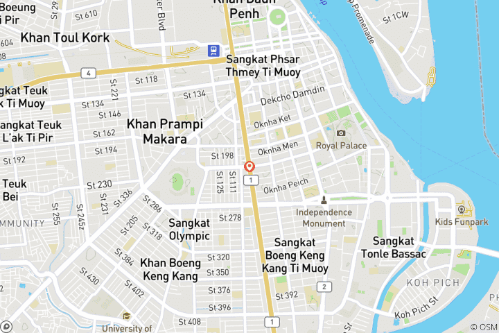 Carte du circuit Phnom Penh : Visite de la ville en une journée