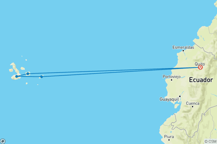 Mapa de Galápagos de isla en isla - inicia en Quito, acaba en Quito, 6 días