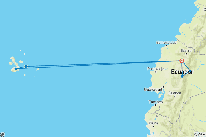 Carte du circuit Équateur et Galapagos Island Hopper
