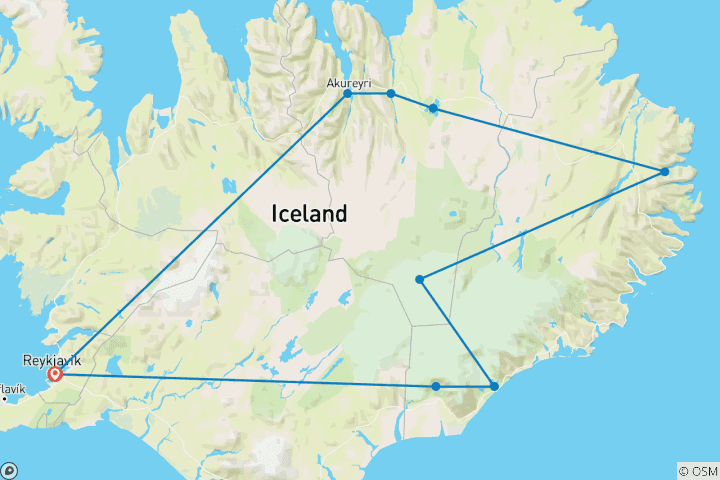 Carte du circuit Le meilleur de l'Islande