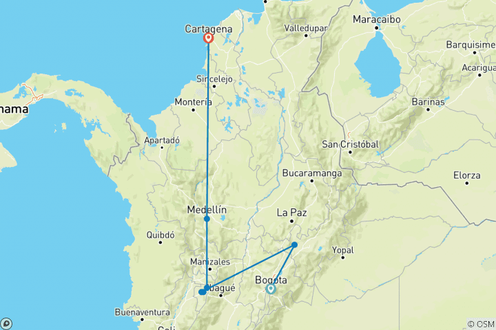 Carte du circuit Colombie Express