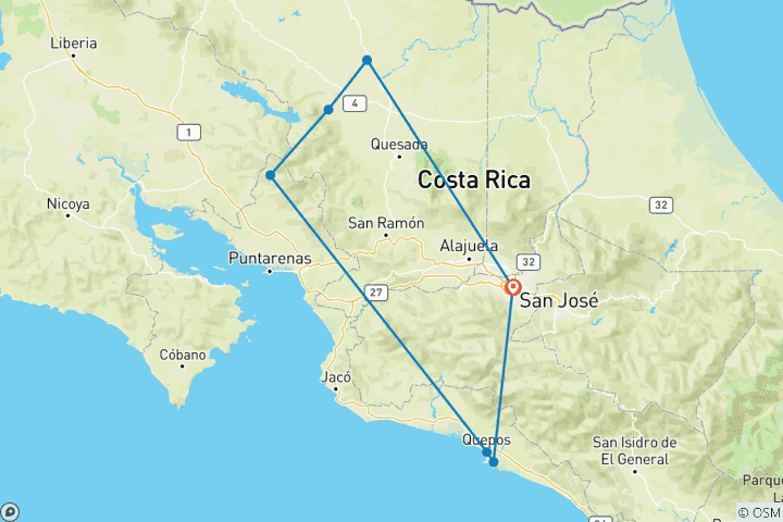 Map of Costa Rica Experience