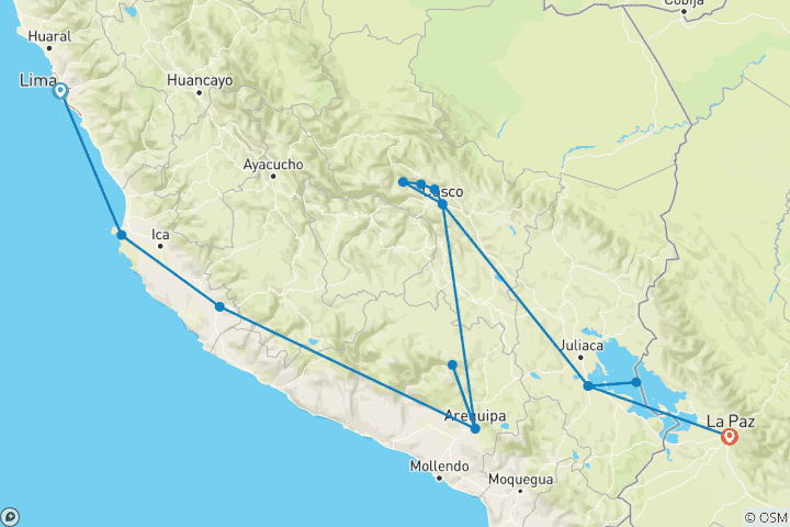 Carte du circuit L'essentiel pour le Pérou