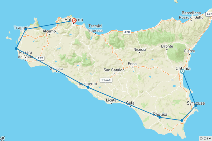 Carte du circuit Italie : Les points forts de la Sicile