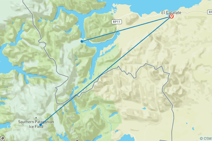 Carte du circuit Aventure El Calafate et Torres del Paine 5J/4N