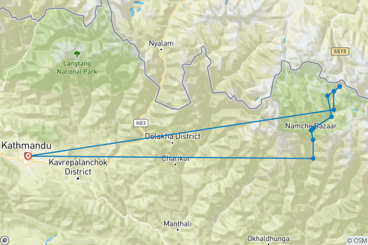 Mapa de Excursión al campamento base del Everest 13D/12N