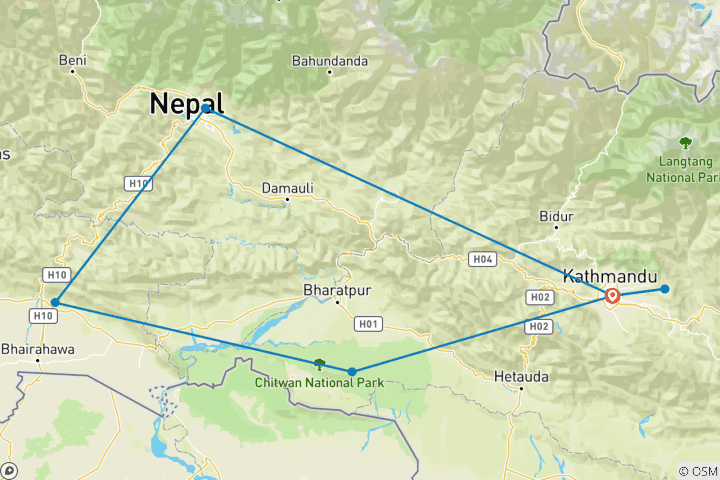 Map of Nepal Adventure 8D/7N (Private Transport)