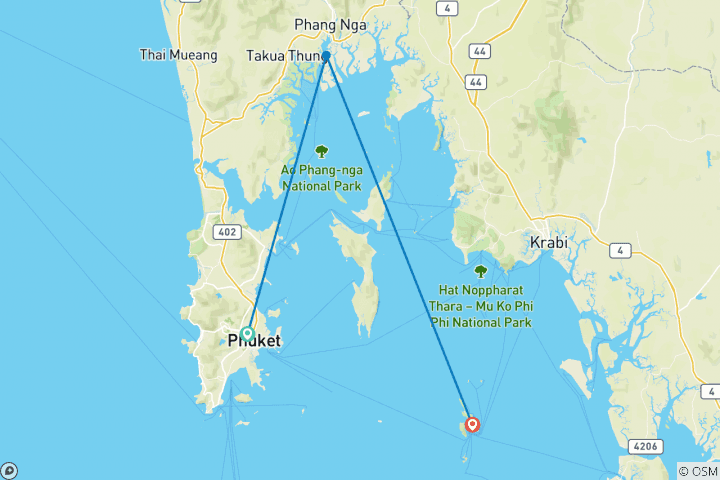 Carte du circuit Naviguer en Thaïlande - De Phuket à Ko Phi Phi