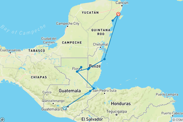 Carte du circuit Rencontre avec les Mayas