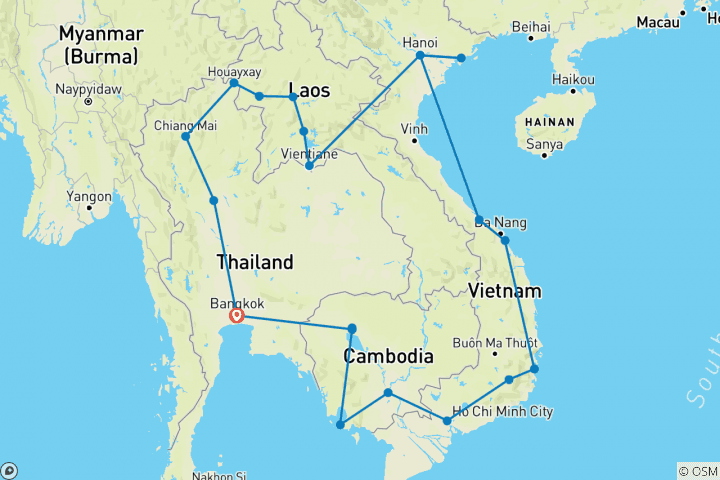 Carte du circuit Circuit Asie du Sud- Est - à partir de Bangkok Passeport de voyage