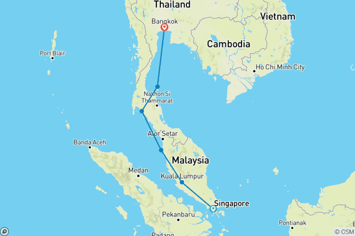 Carte du circuit Passeport de voyage express Singapour- Bangkok