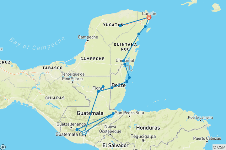 Map of Antigua to Cancun Travel Pass