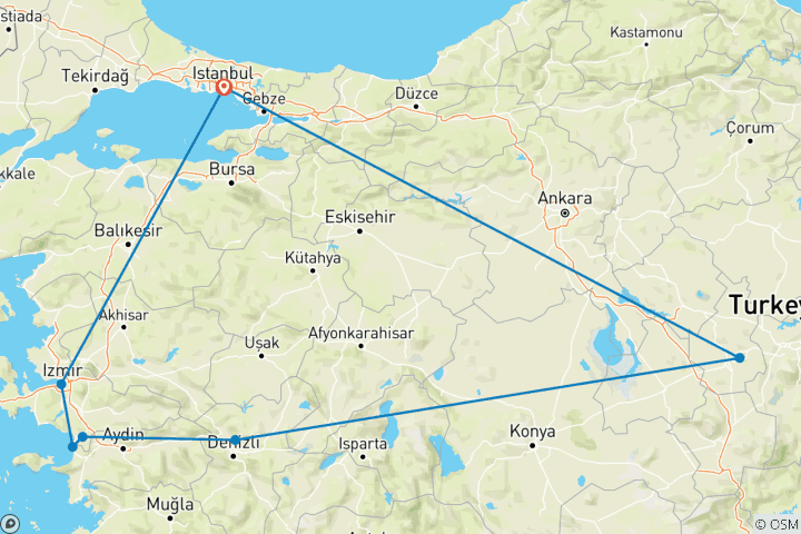 Karte von Highlights der Türkei