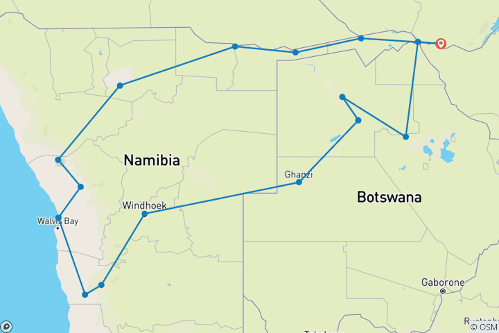 Mapa de Namibia Botsuana Desierto y Delta