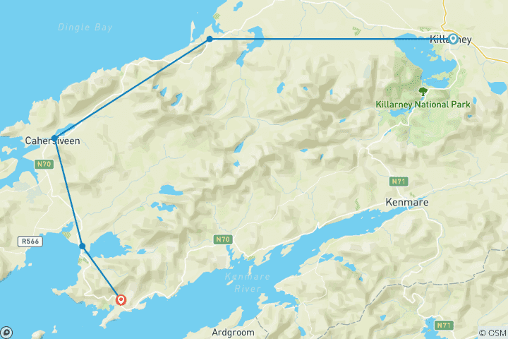Map of The Kerry Way - Self Guided Ireland 8 Day