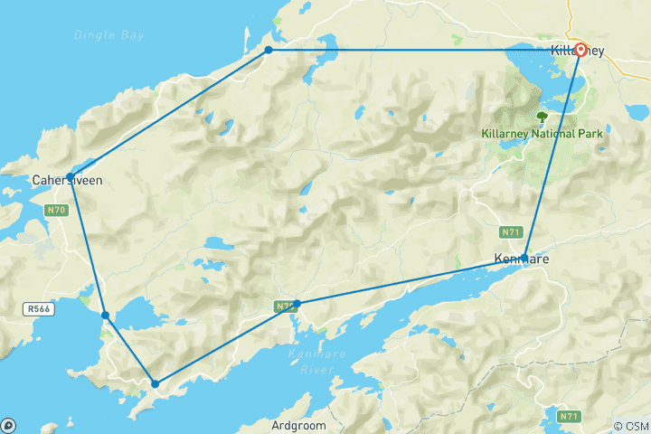 Map of The Kerry Way - Self Guided Ireland  11 Day