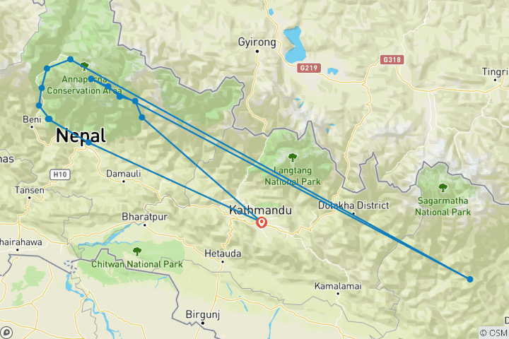 Map of Classic Annapurna Circuit Trek