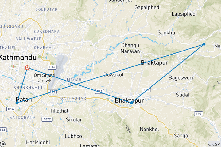 Carte du circuit Découvrez Katmandou