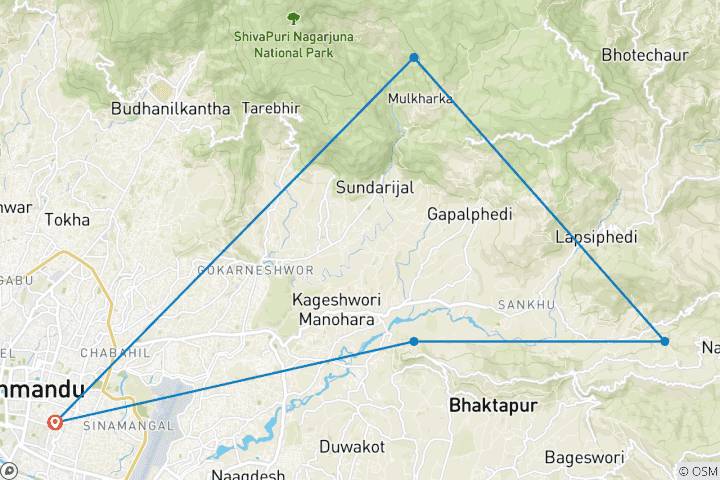 Carte du circuit Trek à Nagarkot Chisapani