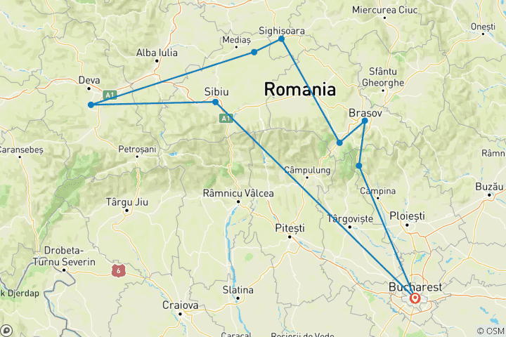 Mapa de Halloween en Transilvania 2026 | Excursión de 8 días y fiesta de Halloween en el Castillo de Drácula