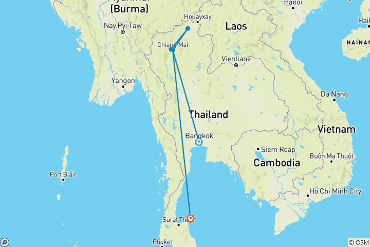 Carte du circuit Les meilleurs moments de la Thaïlande : De Bangkok à Koh Samui 11 jours