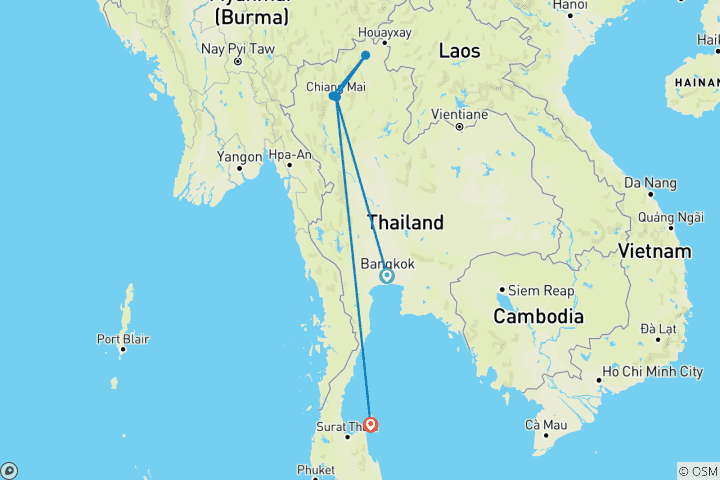 Carte du circuit Les meilleurs moments de la Thaïlande : De Bangkok à Koh Samui 11 jours