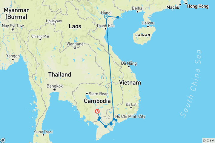 Map of From Hanoi to Phnom Penh: A Cultural Journey 8-Day