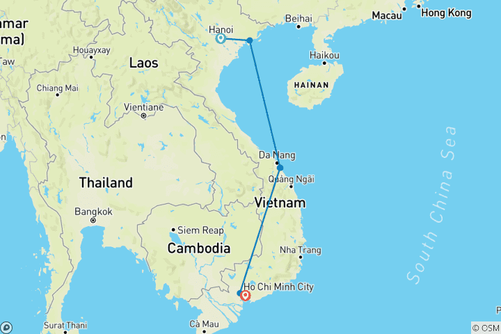 Mapa de Viaje por Vietnam: cultura y Paisajes 8 días
