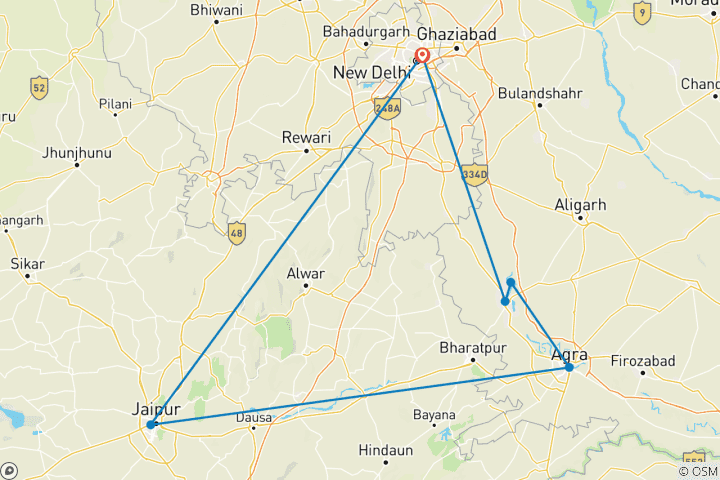 Carte du circuit Célébration de Holi à Mathura et dans le Triangle d'Or (11 mars - 19 mars 2025) - Départ fixe