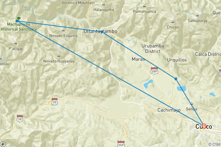 Map of Hiking The Classic Inca Trail to Machu Picchu & Sacred Valley