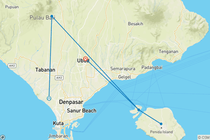 Mapa de Wanderlands en Bali - 8 días