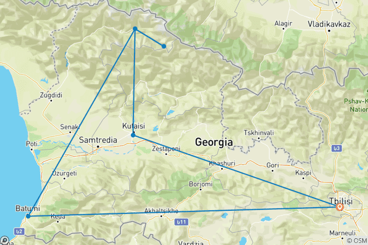 Carte du circuit Aventure en Géorgie