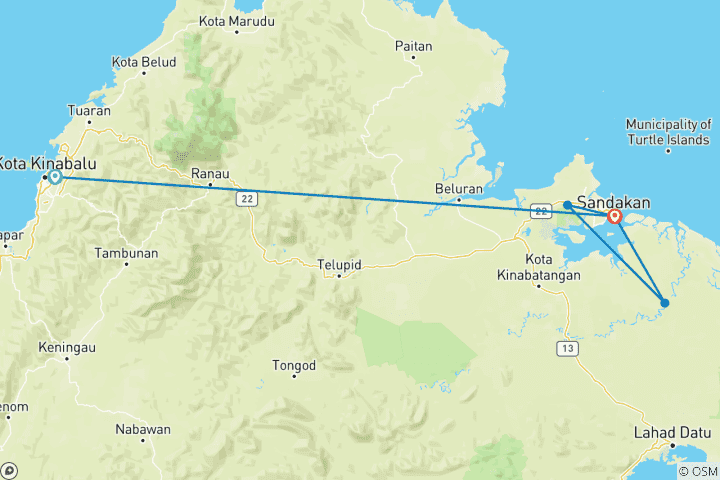 Map of Sabah Highlights Adventure 7D/6N