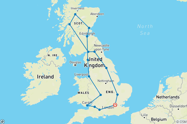 Carte du circuit Noël en Grande-Bretagne