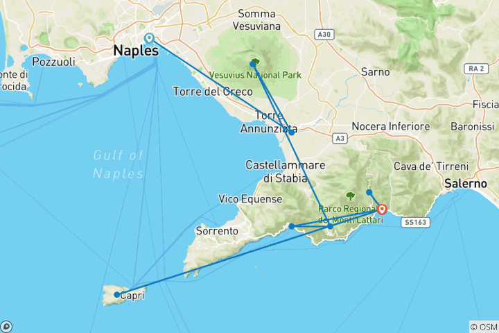 Map of Amalfi Coast: Hike & Kayak (10 destinations)