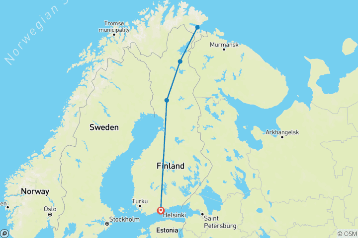 Map of Adventure to Finnish Lapland, Saariselkä (different departures)