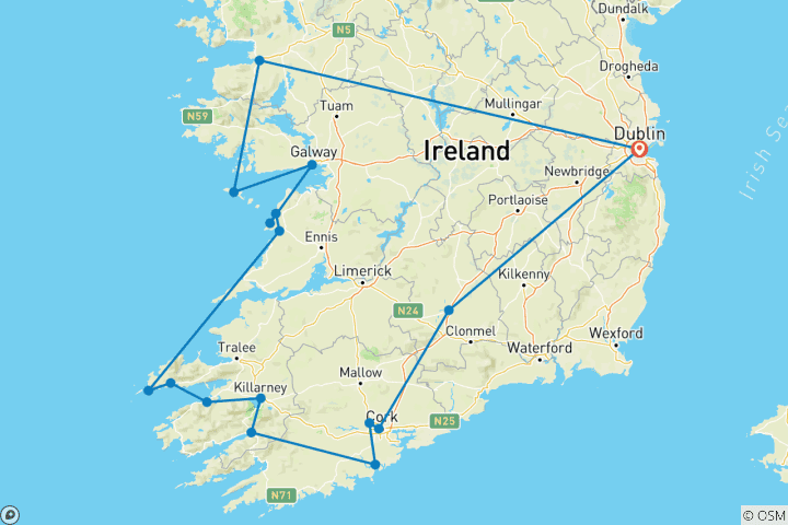 Carte du circuit Circuit de 7 jours en petit groupe pour la Grande Aventure Atlantique