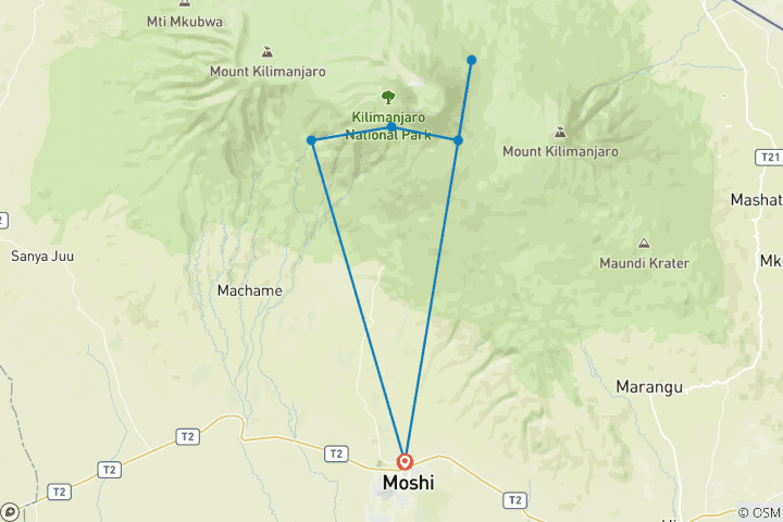 Map of Mount Kilimanjaro Machame Route