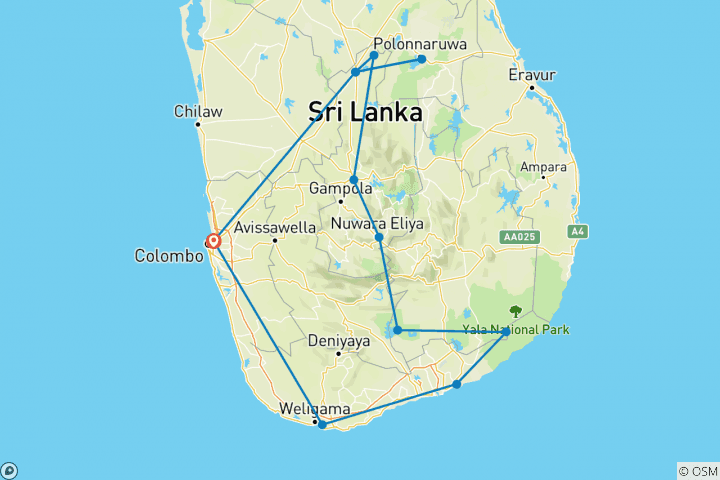 Map of Wild About Sri Lanka - 10 days