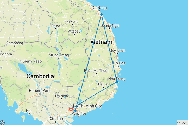 Map of Vietnam 10 - Day Culinary And Beach Tour
